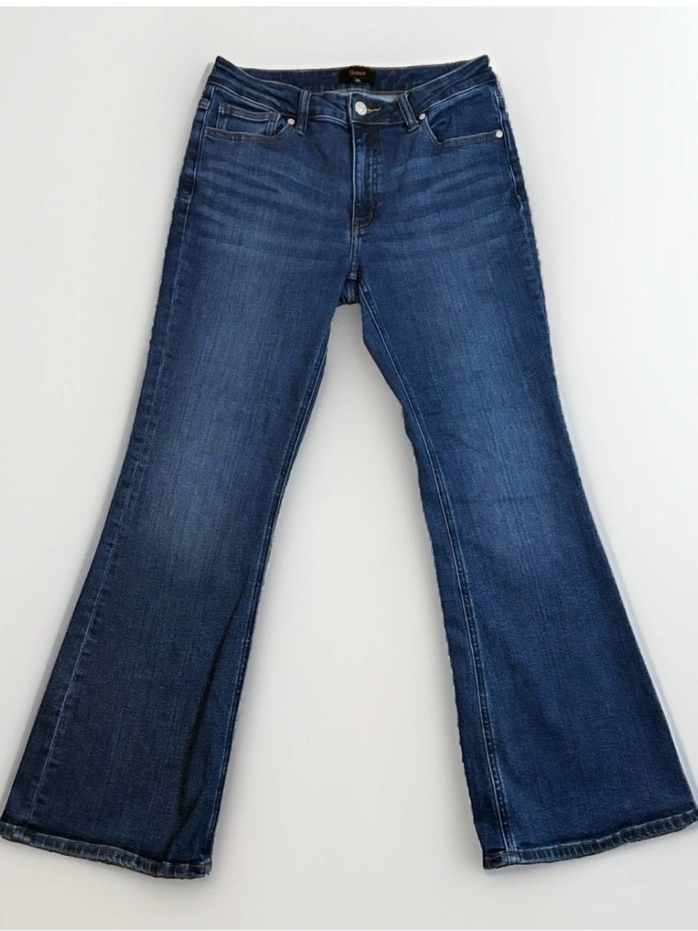 Y2K Quince Luna Flare Jeans Womens Size 29 Midnight Blue Stretch Denim Mid Rise